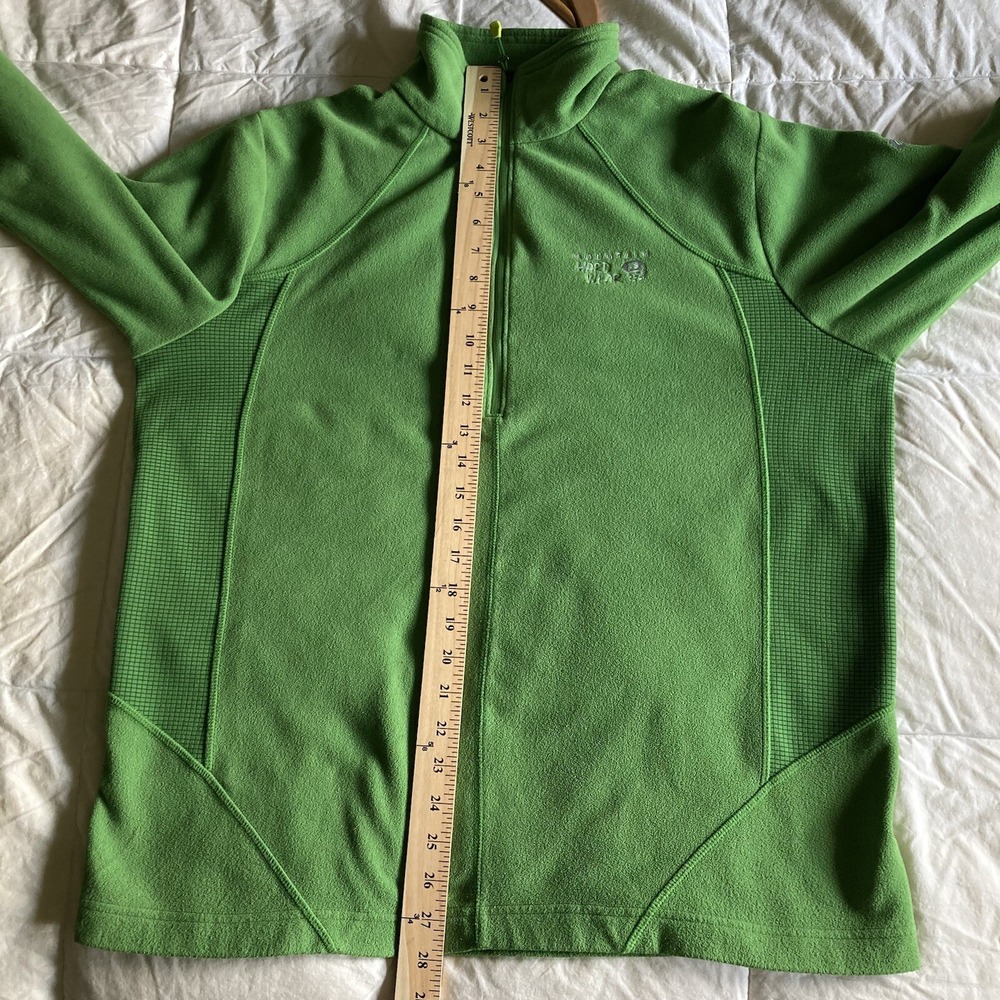 Mountain Hardwear Men's Large Quarter-Zip Fleece LS Pullover Bright Green GORP - Picture 10 of 15